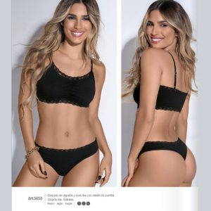 ART.LA805650 CONJUNTO TOP DE ALGODON LISO CON PUNTILLA Y COLALESS