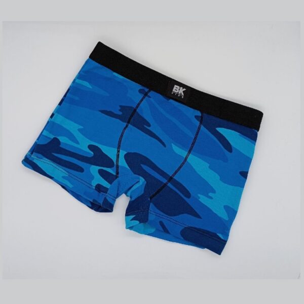 ART.BK604043 BOXER DE NIÑO ALGODON Y LYCRA CAMUFLADO ELASTICO NEGRO LISO
