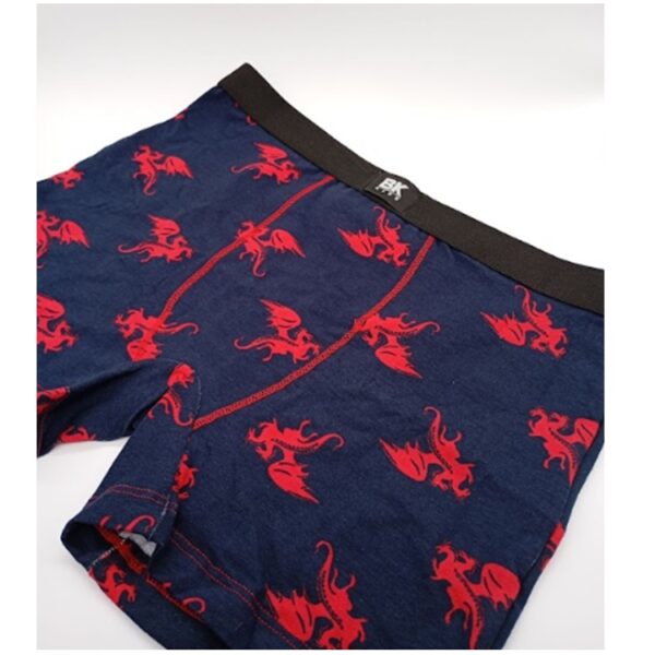ART.BK604044 BOXER DE NIÑO ALGODON ESTAMPADO  DRAGONES CON ELASTICO NEGRO LISO