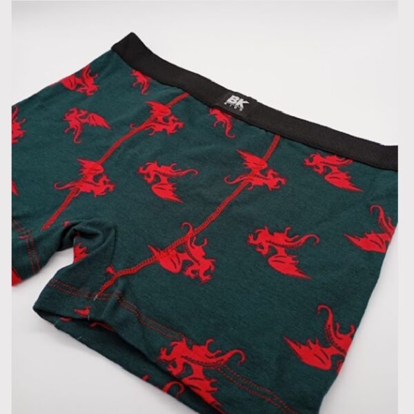 ART.BK604044 BOXER DE NIÑO ALGODON ESTAMPADO  DRAGONES CON ELASTICO NEGRO LISO