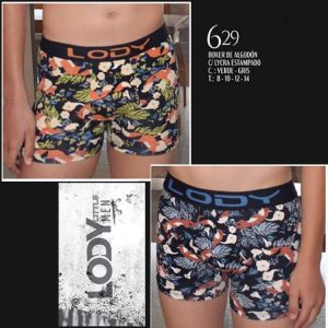 ART.LM629 BOXER NIÑO ALGODON Y LYCRA ESTAMPADO ZORROS