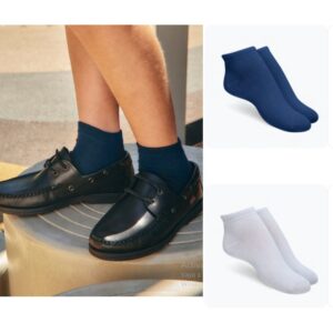 ART.PE104BA PACK X3 MEDIAS ALGODON SOQUETE NIÑO COLEGIAL LISO BLANCO AZUL