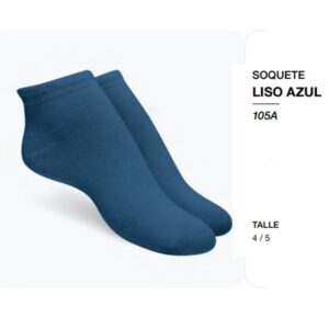 ART.PE105BA PACK X3 MEDIAS ALGODON SOQUETE JUVENIL COLEGIAL LISO BLANCO AZUL