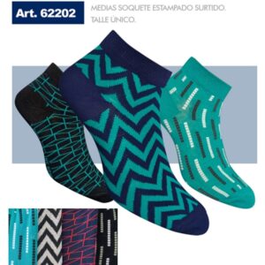 ART.PK62202 PACK X3 MEDIAS SOQUETE HOMBRE ESTAMPADO TALLE UNICO