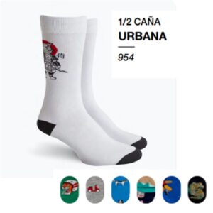 ART.PE954 PACK X3 MEDIAS HOMBRE 1/2 CAÑA URBANA ESTAMPADO SURTIDO