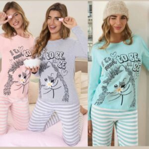 ART.LX25352 PIJAMA DE JERSEY PANTALON RAYADO REMERA ESTAMPADA