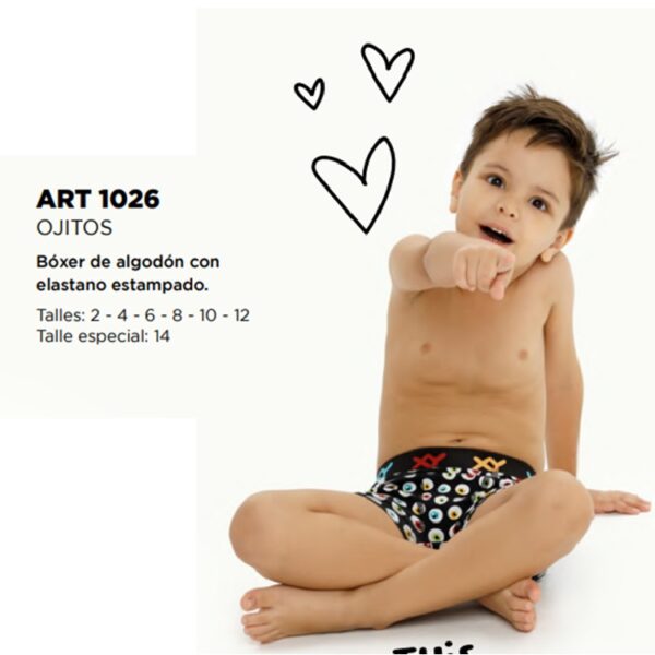 XY1026_fylo_lenceria ART.XY1026 BOXER NIÑO ALGODON Y LYCRA ESTAMPADO OJITOS JUNIOR